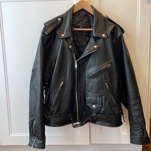Vintage Motorcycle Men’s jacket, black leather, XL